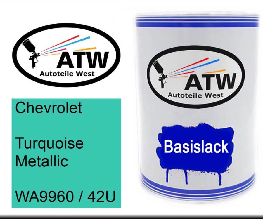 Chevrolet, Turquoise Metallic, WA9960 / 42U: 500ml Lackdose, von ATW Autoteile West.